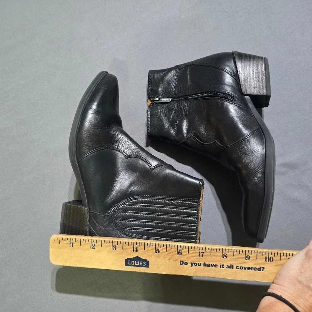 Pikolinos Vergel Western Ankle Boots 39 8.5 Black LeatherPointed Toe Block Heel